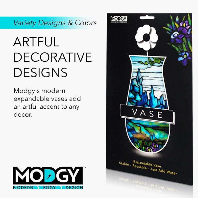 MODGY Expandable Flower Vase Plastic Decorative Modern Vases for Flowers Centerpieces Dining Table Decor Living Room Bathroom Wedding Office, Tiffany - Iris - Image 5